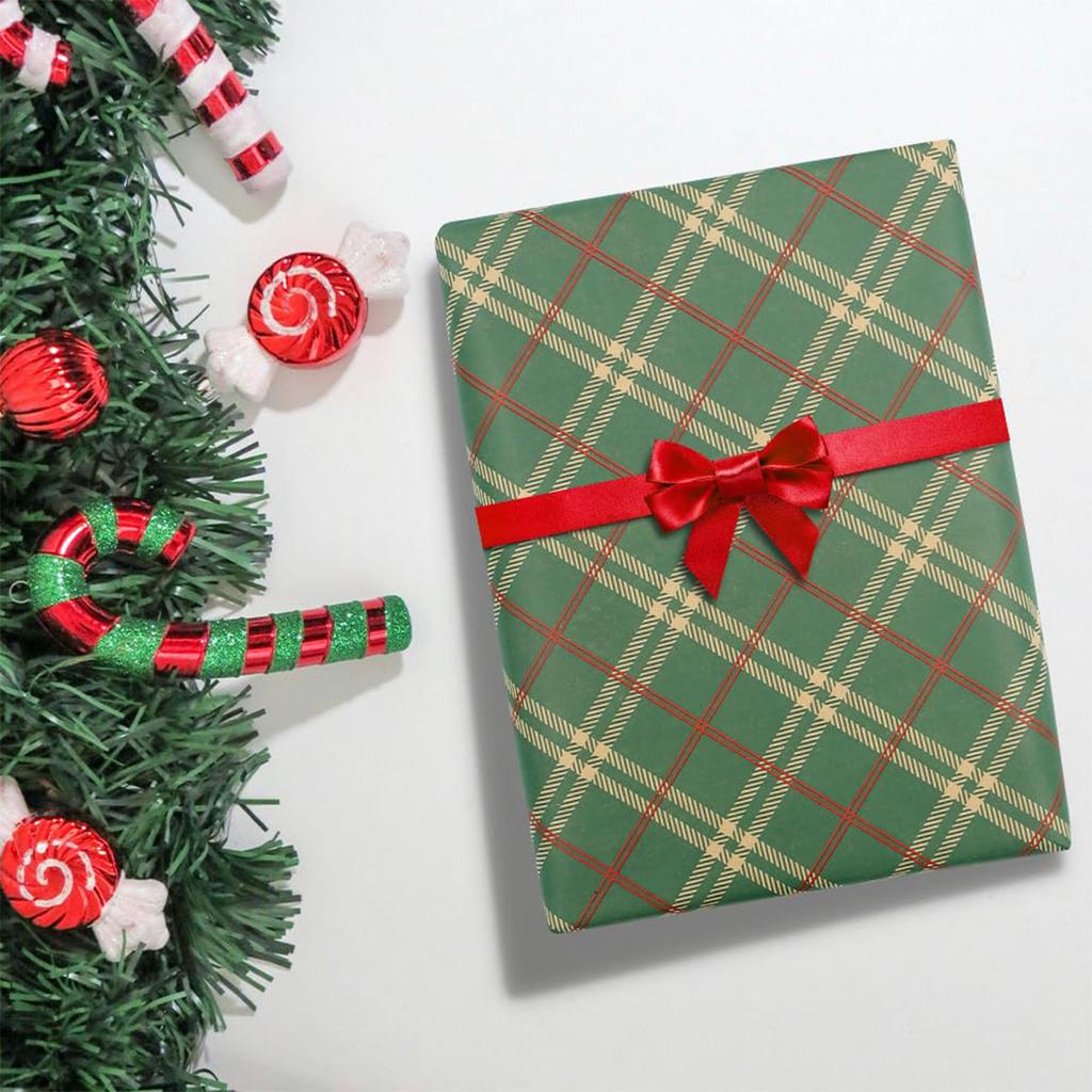 1 Roll Christmas Wrapping Paper - 3.28 Yards Per Roll, Green Kraft Xmas Wrapping Paper for Christmas Birthday Party Decoration