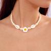 Náhrdelníky ve stylu Bohemia s květinami a mušlemi, pletené, pro ženy, roztomilý květinový choker, letní plážový náhrdelník, šperkové doplňky, dárky