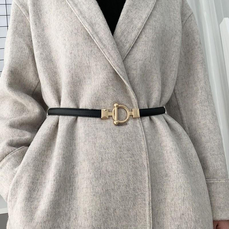Elegant Womens Versatile Pu Belt Featuring Smooth Buckle Design For Chic Dress Pairings