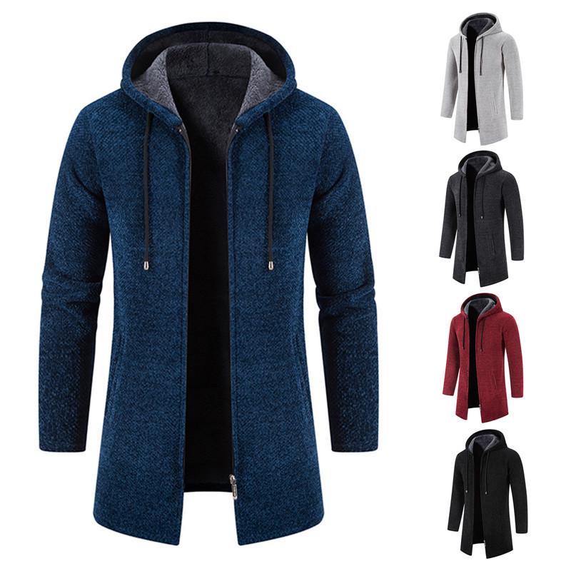Men's 2024 Autumn/Winter Fleece-Lined Chenille Knit Cardigan & Trench Coat