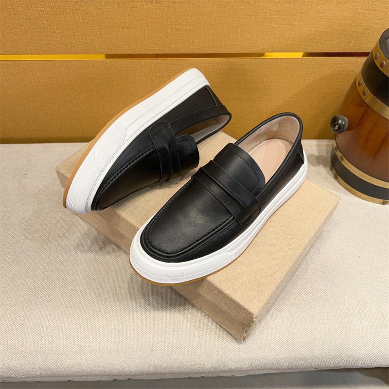 Mode Herren Freizeitschuhe echtes Leder Herren Luxus Britischer Stil Penny Loafers Slipper Herren Dicke Sohle Outdoor Ballerinas Herren Mokassins