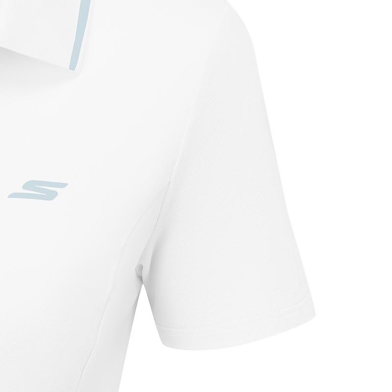 Skechers Basic Sports Series Simple Comfortable Versatile Slim Fit Short Sleeve Polo Shirt Women Tops Bright-White P225W142-0019
