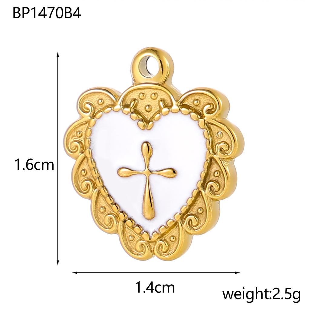 Elegant Stainless Steel Gold Plated Heart Love Cross Shell Starfish Oil Drop Pendant Charms for DIY Jewelry Making Women