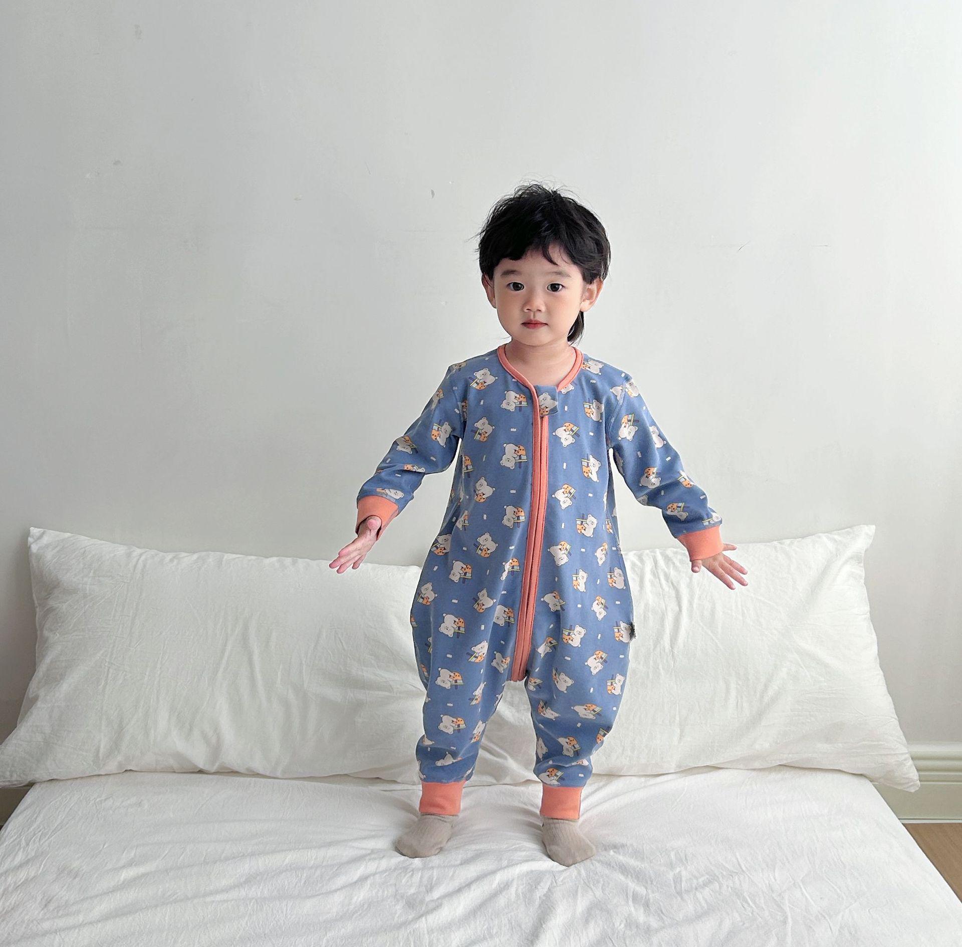 

Autumn & Winter Infant Cartoon Sleeping Bag Jumpsuit: Pure Cotton, Anti-Kick, Split-Leg Design 80 cm
