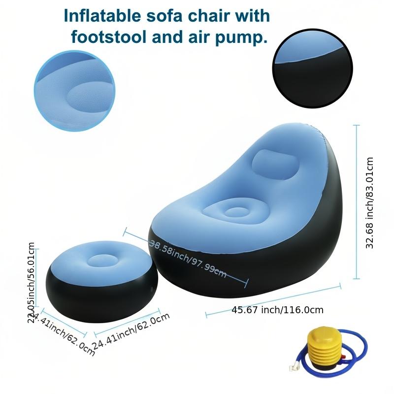 Thickened Inflatable Lounger Set with Footrest and Air Pump, Foldable Reclining Sofa for Home and Outdoor Use