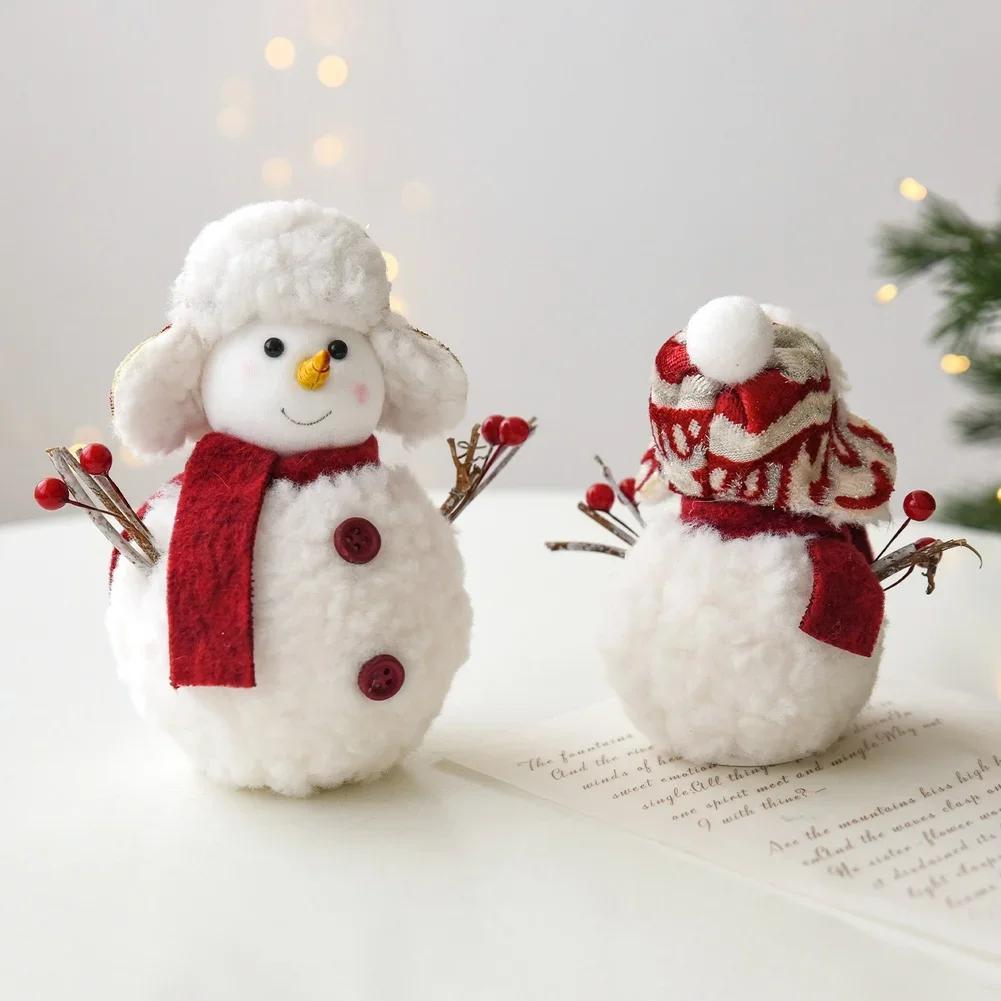 Soft Foam Christmas Tree Ornament with Snowman Plush for Desktop Shelf and Window Display to Create Festive Holiday