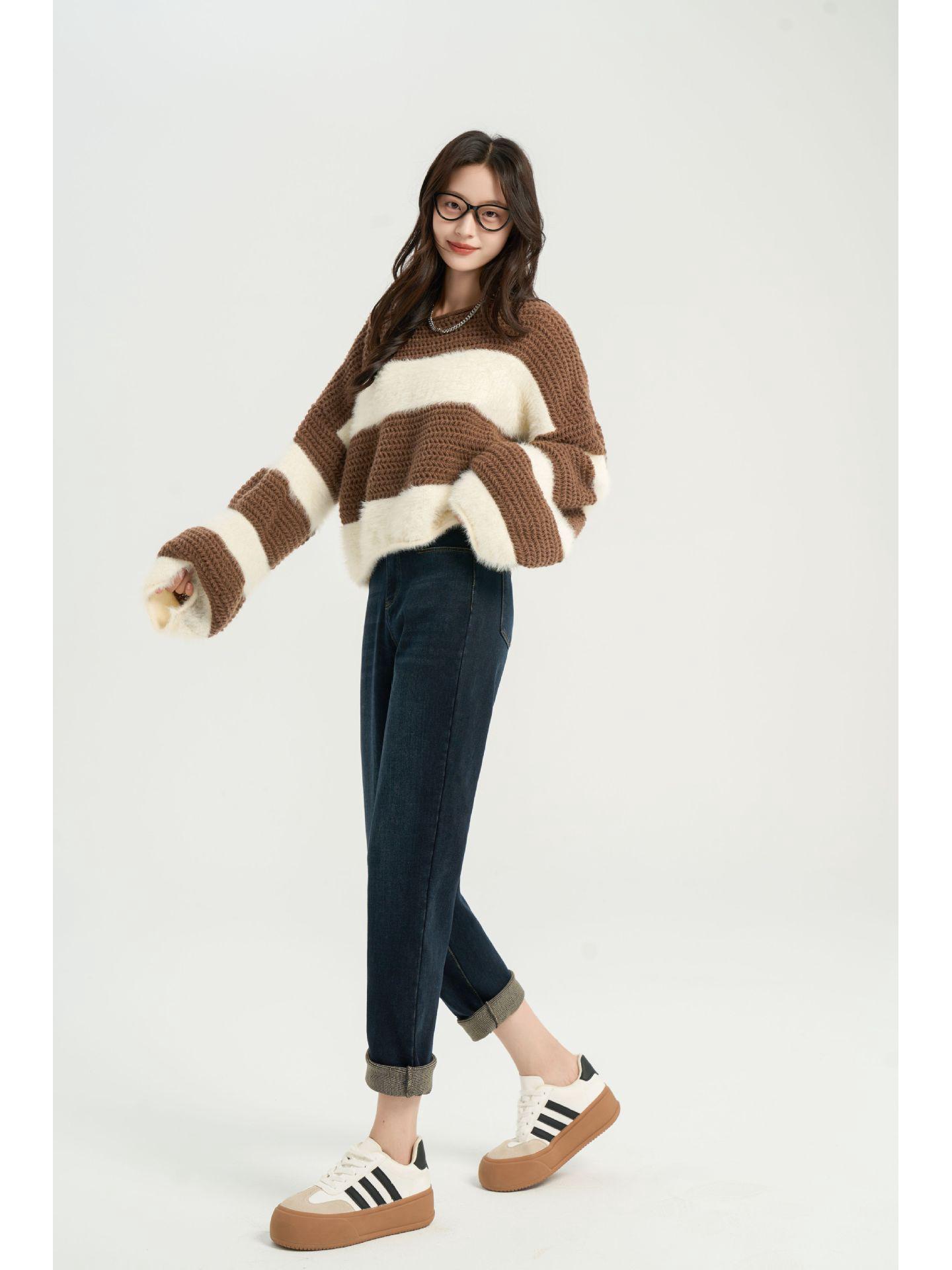 

Женские джинсы Baguette 600г: Новые весенние потертые толстые джинсы прямого покроя с эффектом потертости и повседневные брюки свободного покроя M (90-105 jin)