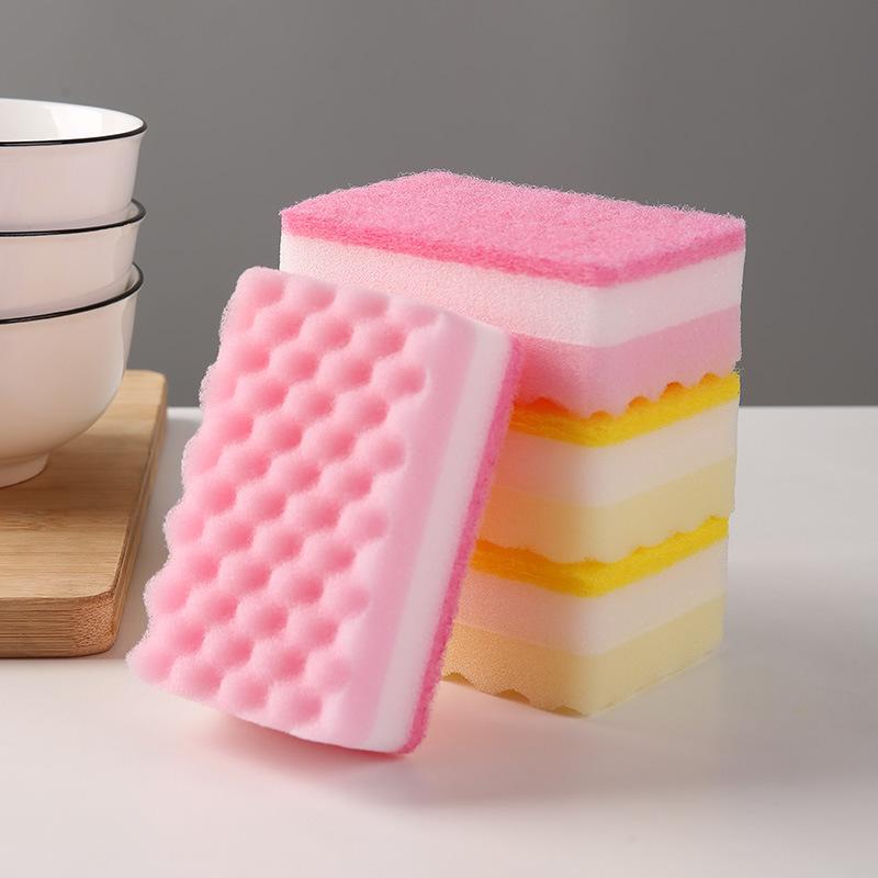 2026 Double Wave Dishwashing Sponge Kitchen Dishcloth Cleaning Dishwashing Cotton Double-sided Rag Sponge Block