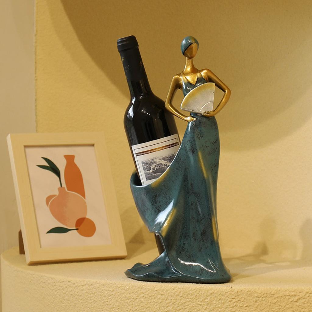 Dancing Girl Figurines Wine Holder Statue Synthetic Resin Wine Bottle Rack Stand for Bar Counter