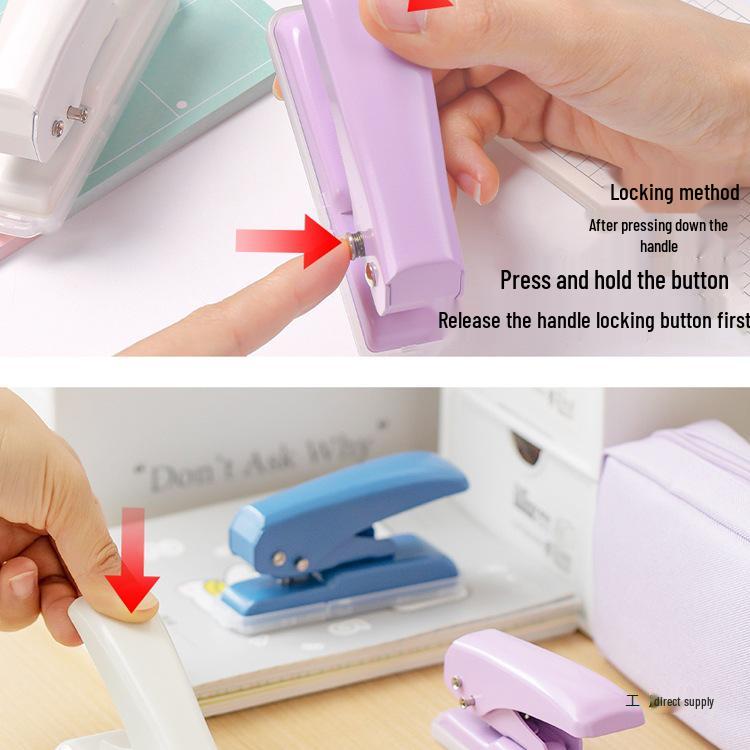 Compact 40-Sheet Loose Leaf Paper Puncher - DIY Round Hole Stationery Tool