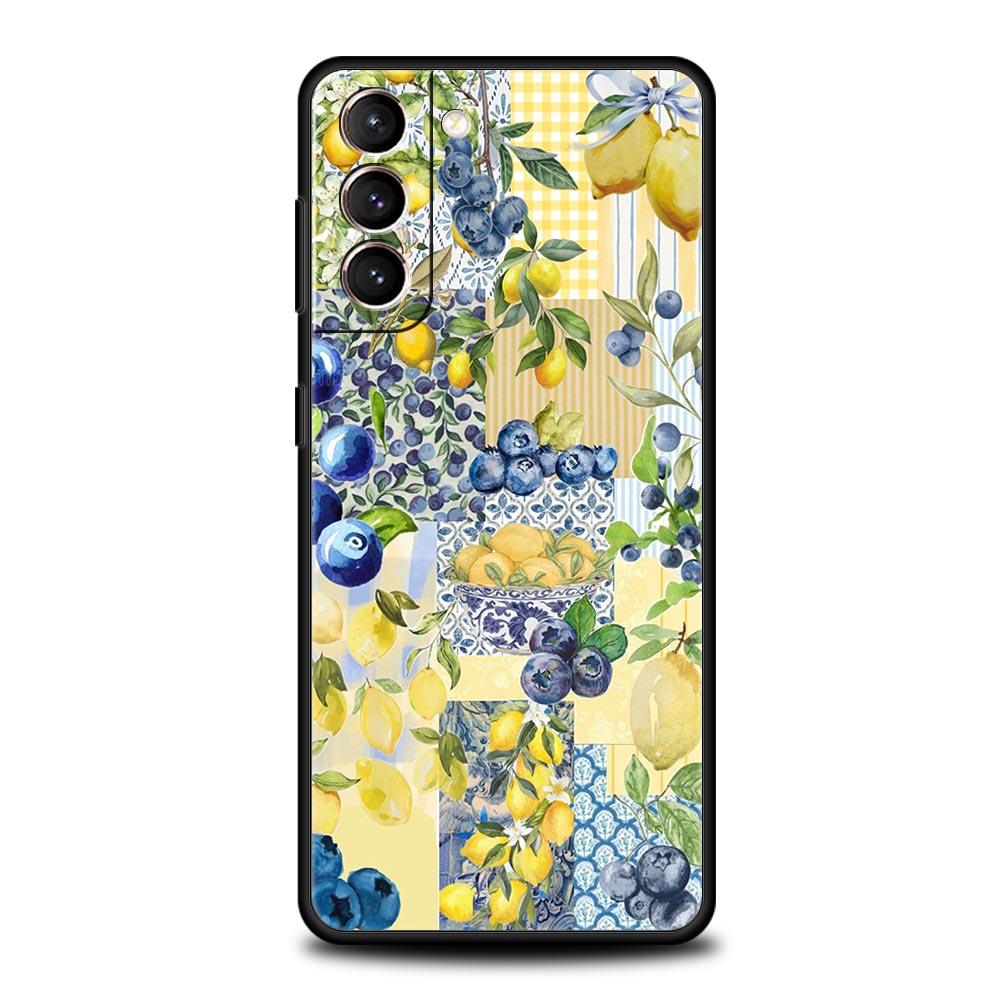 Summer Fruits Lemon Print Soft Phone Case For Samsung Galaxy S25 Edge S24 Plus S23 FE S22 S21 S20 Ultra 5G S10 Protect Cover