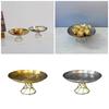 Elegant Stainless Steel Serving Tray High-foot Storage Plate Desktop Decoration Food Presentation Dish for Coffee Table