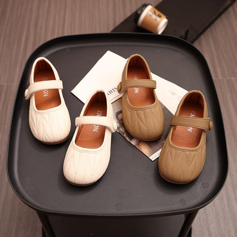 Fashion Solid Color Soft Sole Princess Toddler Leather Shoes For Little Girls