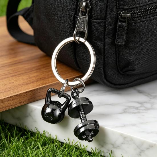 Keychain Pendant Metal Texture Weightlifting Charm Lightweight Portable Key Chain Backpack Bag Accessory