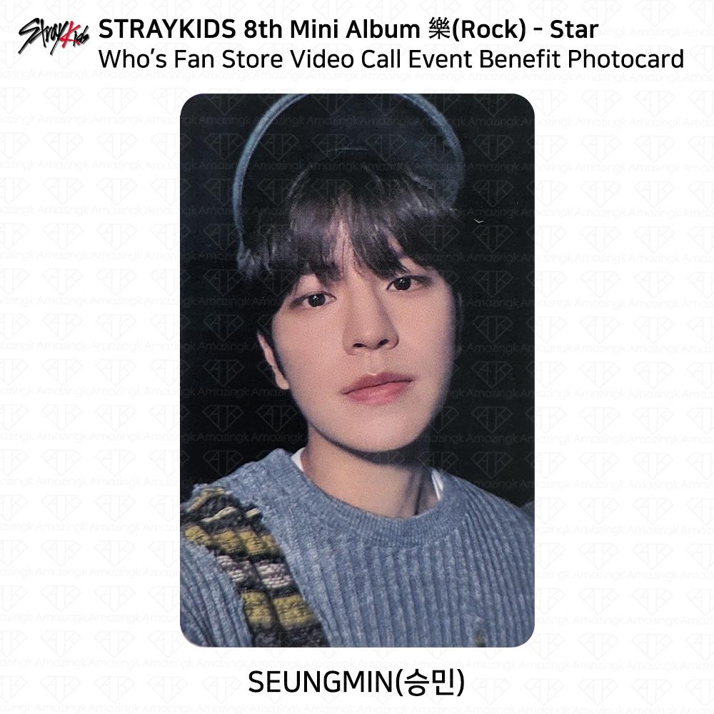 

Благотворительная фотокарточка для фан-встречи в честь 8-го мини-альбома группы Stray Kids Rock Star Who s Fan Seungmin