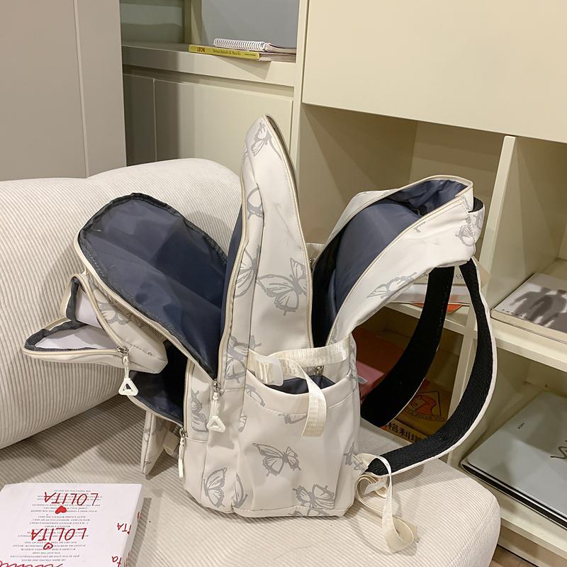 Butterfly Print Backpack Student Schoolbag Women's Large Capacity Travel Lightweight Backpack with Coin Purse