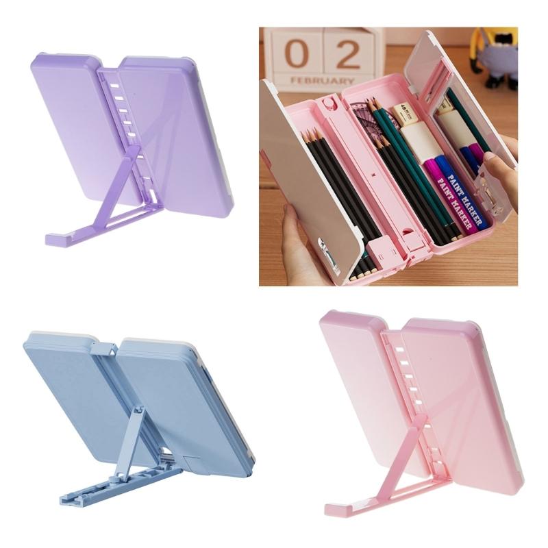 Double Use  Desktop Reading Stand With Built In Pencil Case Pen Box For Kids Students Classroom Study