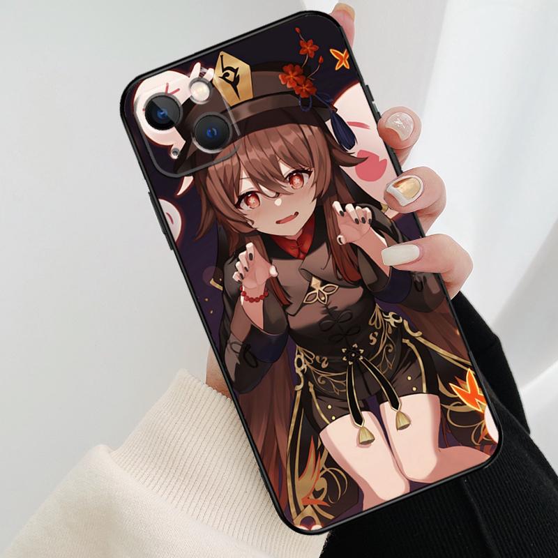 Hu Tao Genshin Impact Phone Case For iPhone 16 Pro Max 14 13 12 11 15 Pro Max Mini XR 15 16 Plus 16e Cover Coque
