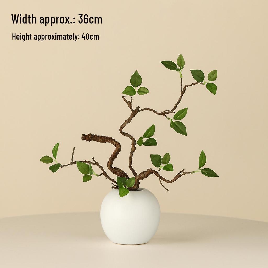 Minimalist Zen Azalea Arrangement: High-End Artificial Potted Plant for Living Room Decor
