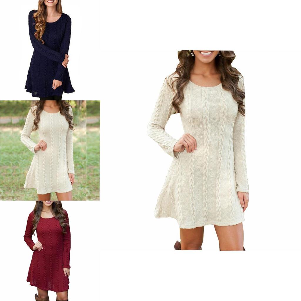 Stylish Women's Knitted Sweater Jumper Mini Dress For Cozy Winter And Autumn Wear