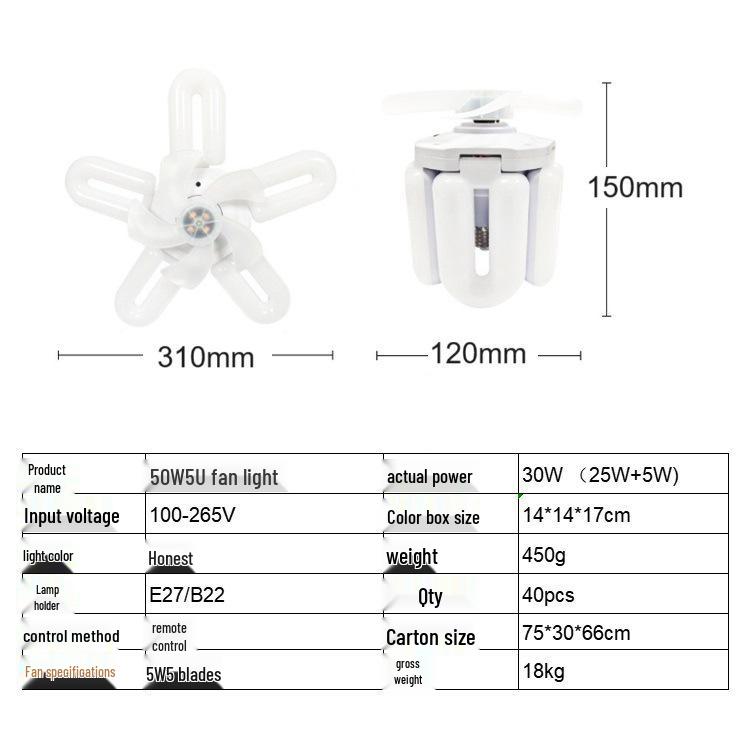 Retro 5-Blade LED Ceiling Fan with Stepless Dimming and Remote for Bedroom & Living Room