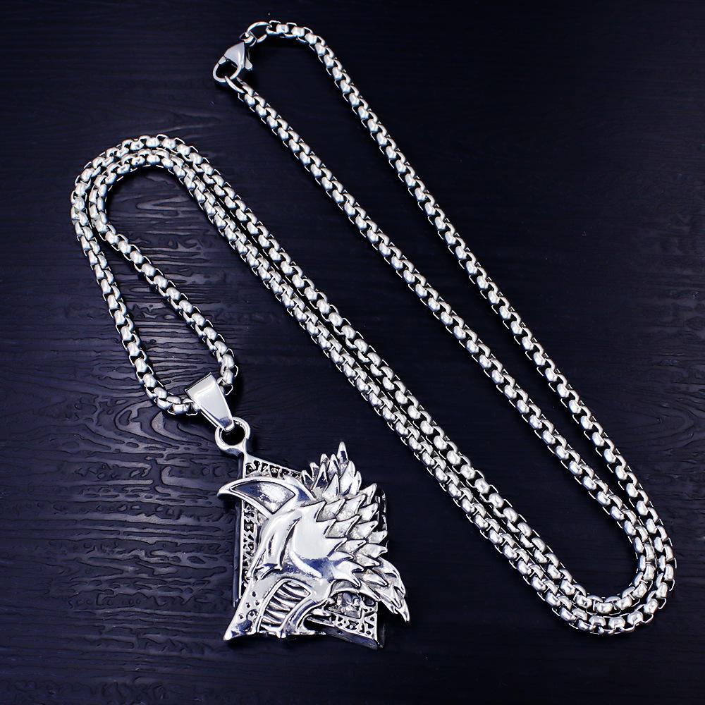 Necklace Wolf Head Retro Punk Men Viking Wolf Fashion Hip Hop Pendant