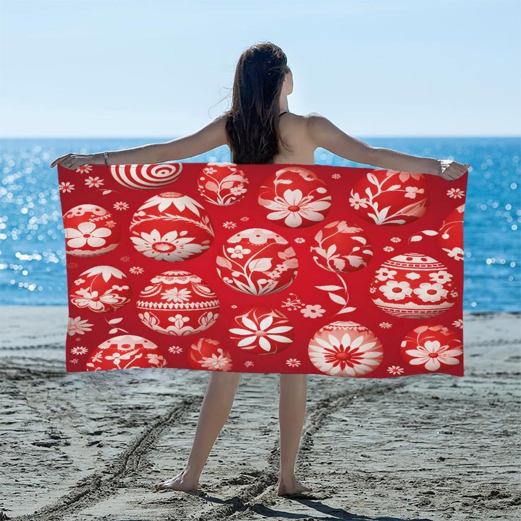 Skull Brightly Colored Flower Beach Towel, Large Microfiber Quick Dry Lightweight Pool Bath Towels Sand Free Beach Blanket for