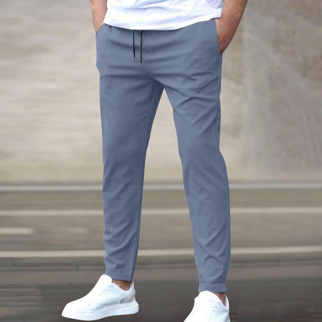 Casual Slim-fit Nine-point Men's Pants Solid Color Casual Pocket Pants