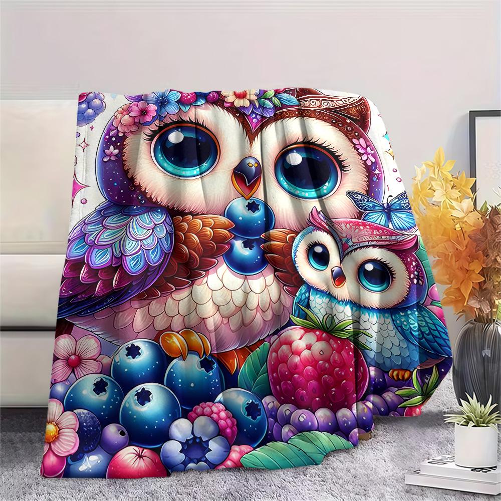 

Owl Print Flannel Blanket, High quality Comfortable for All Seasons, Home Decor, Warmth and Comfort, Perfect for Christmas Gifts 80cm x 120cm