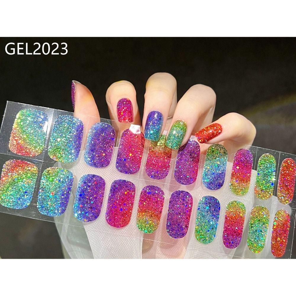 

20 шт. Красочные гелевые полоски для ногтей Яркие полоски гелевого лака Неоновые наклейки для нейл-арта Женщины GEL2023