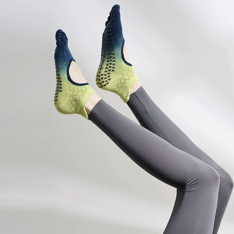 

Носки для йоги Нескользящие Профессиональные Женские Носки с пальцами Носки для фитнес-зала Взрослые Танцевальные Нескользящие Носки Носки для пилатеса Gradient lemon Blue