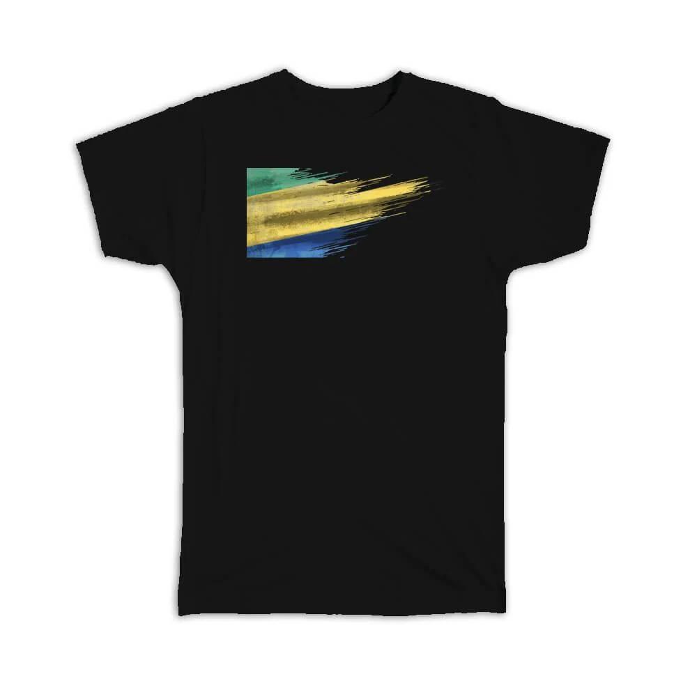 Gift T-Shirt : Gabon Flag Modern Country Expat S