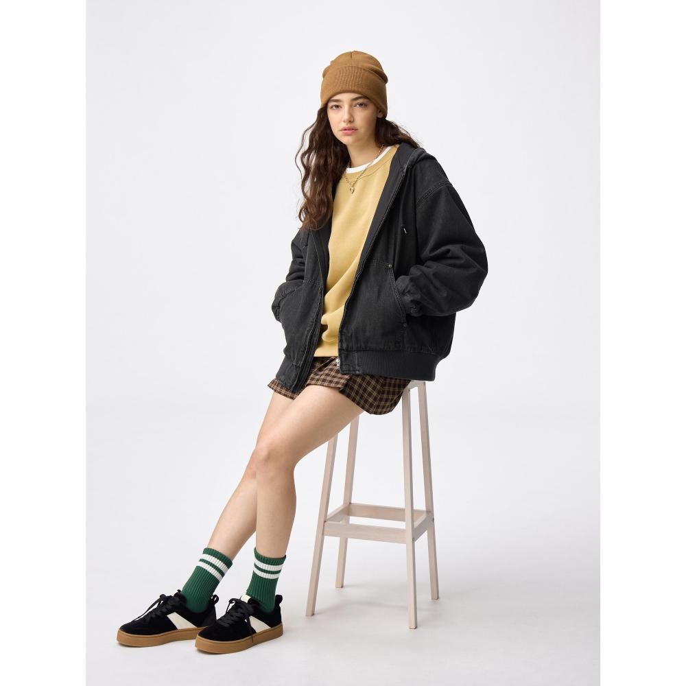 Gu Denim Padded Zip Up Parka