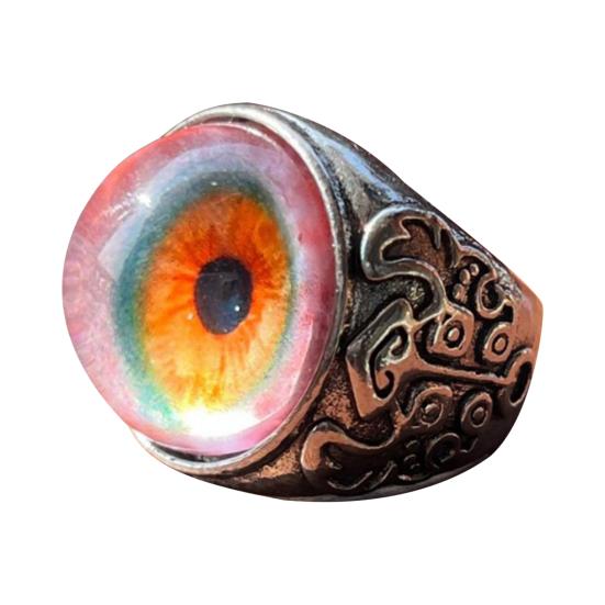 

Eye Ring Adjustable Opening Talisman Ring with Surreal Brown Iris Design Lifelike Blood-Red Eyeball Retro Finger Ring 1pc