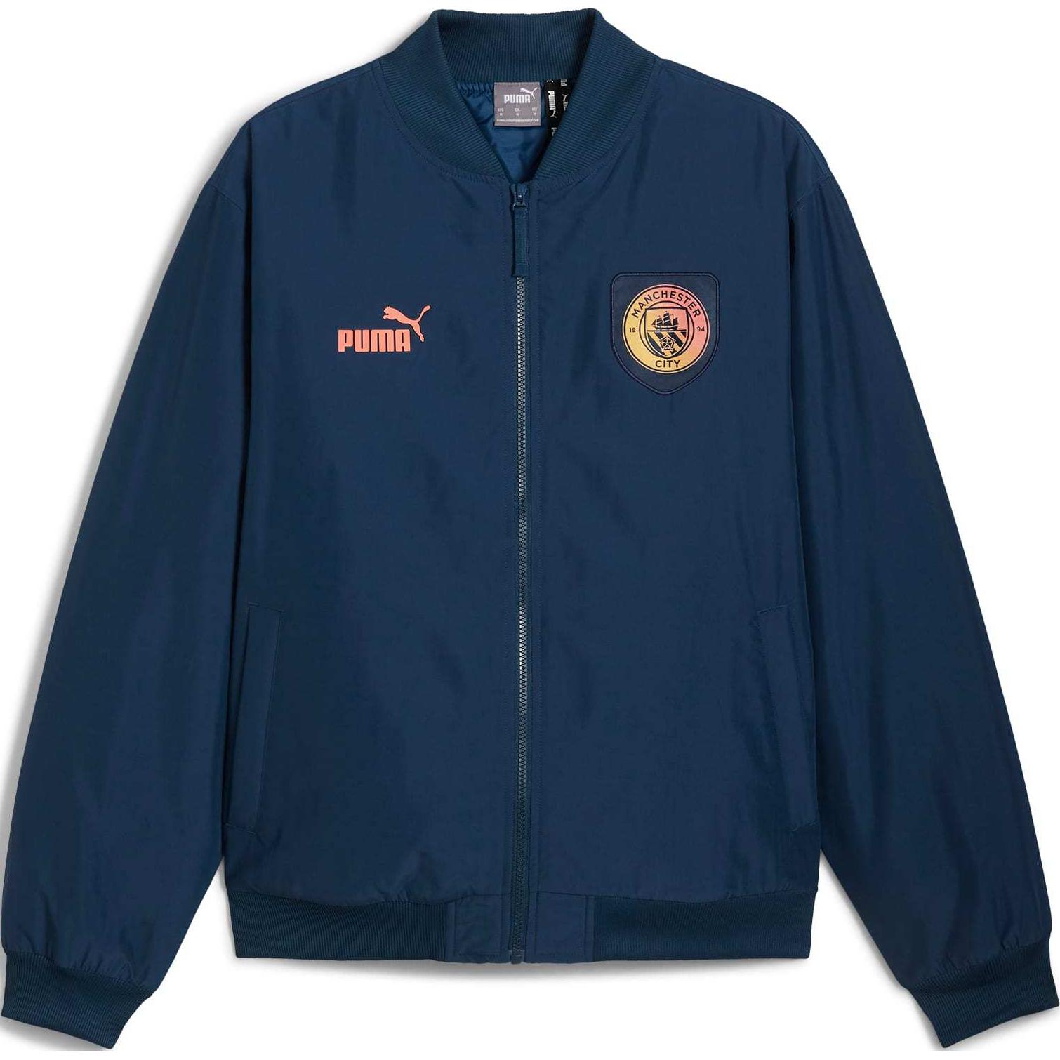 

Puma Manchester City FW24 Куртка мужская для улицы, повседневная, спортивная, на молнии, с воротником-стойкой, цвет морской волны 778216-54 L