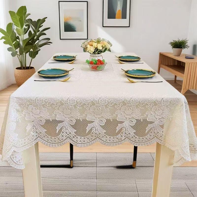 90x140cm Waterproof Heat-Resistant Lace Plastic Tablecloth - Wash-Free European Style for Dining or Coffee Tables