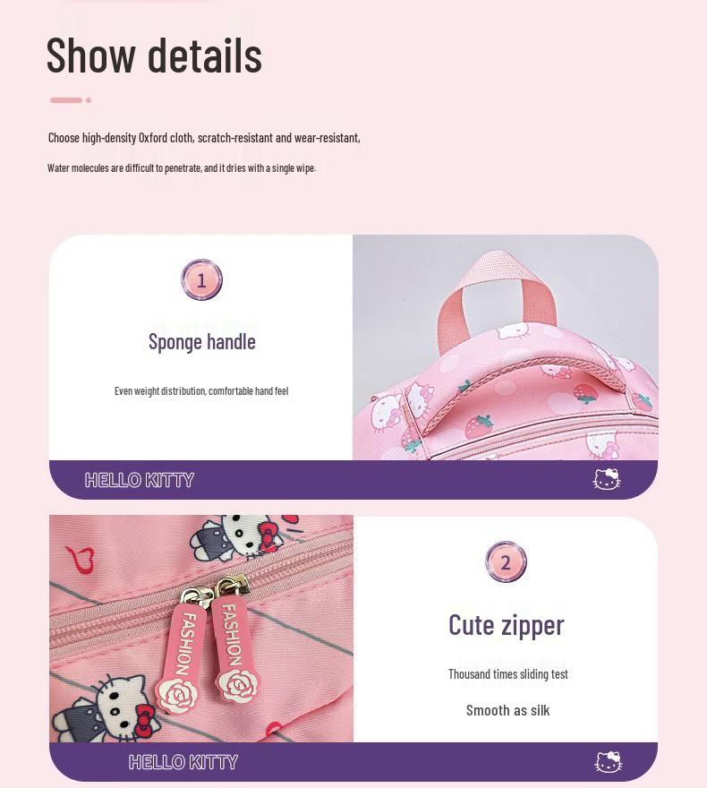 Canvas Kuromi & My Melody Water-Resistant School Backpack for 1st-3rd Grade Students