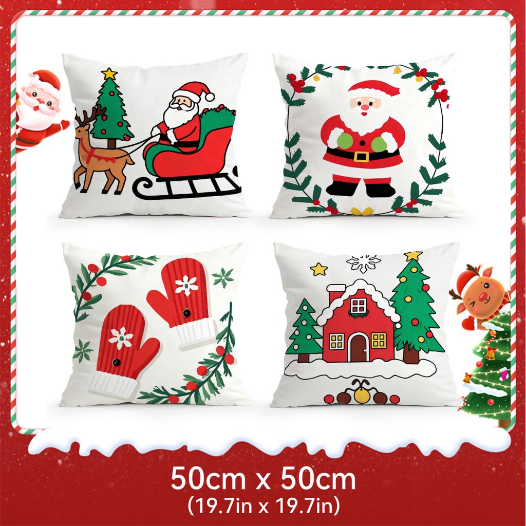 Cartoon Christmas Theme Pillowcase Bedroom Sofa Cushion Cover 100% Polyester Living Room Soft Cushion Pillowcase Home Decor