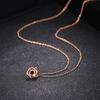 ZHOUYANG Rose Flower Pendant Necklaces For Women Girls Simple Red Zircon Rose Gold Color Birthday Gift  Fashion Jewelry N179