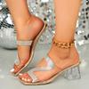 New Style Shoes - Transparent Mid-heeled Women's Large Size Thick Heel Sandals Flip-flops