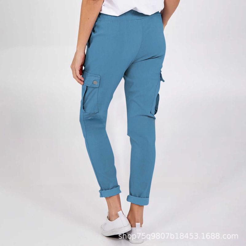 GMXIA Damenmode, lässig, einfarbig, bedruckt, hohe Taille, Hosen und Caprihosen