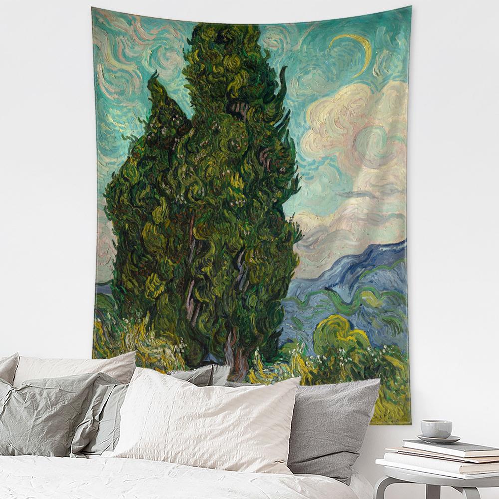 Umutsuzluk Güvesi Goblen Duvar Asma Van Gogh Yağlıboya Hippi Tapiz Sanat Estetik Oda Oturma Odası Ev Dekorasyonu