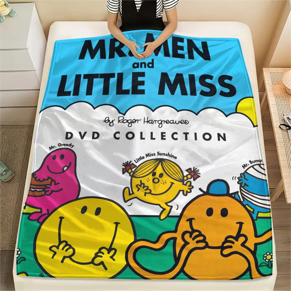 Mr. Men Little Miss  Print Flannel Blanket, High Quality Comfortable for All Seasons, Home Decor, Warmth and Comfort