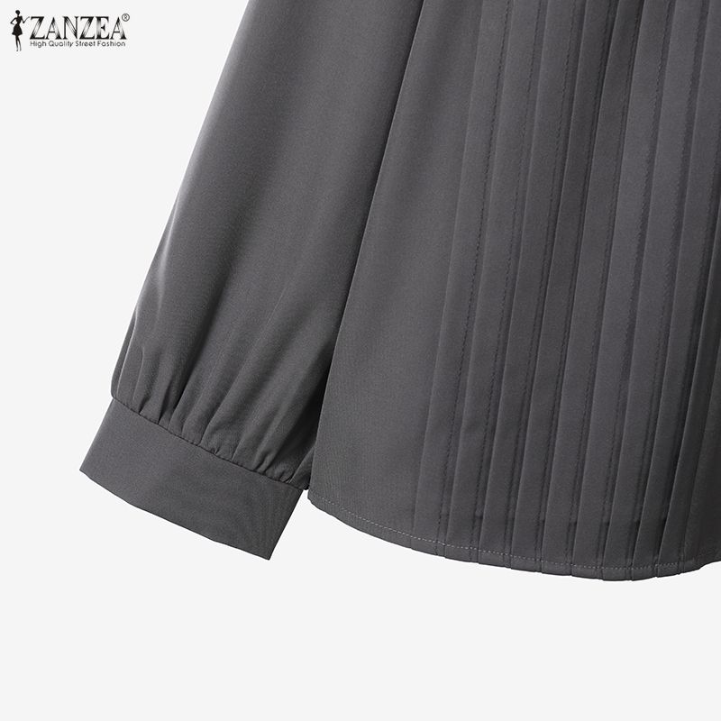 ZANZEA Completi casual da donna a due pezzi: camicetta a maniche lunghe e gonna a pieghe