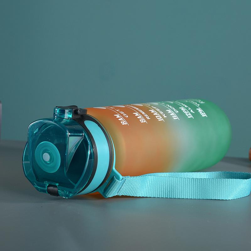 Gradient Color Ribbon Tea Infuser Space Cup with Pop-Up Lid - Large Capacity, Portable, Outdoor Fitness Sports Cup