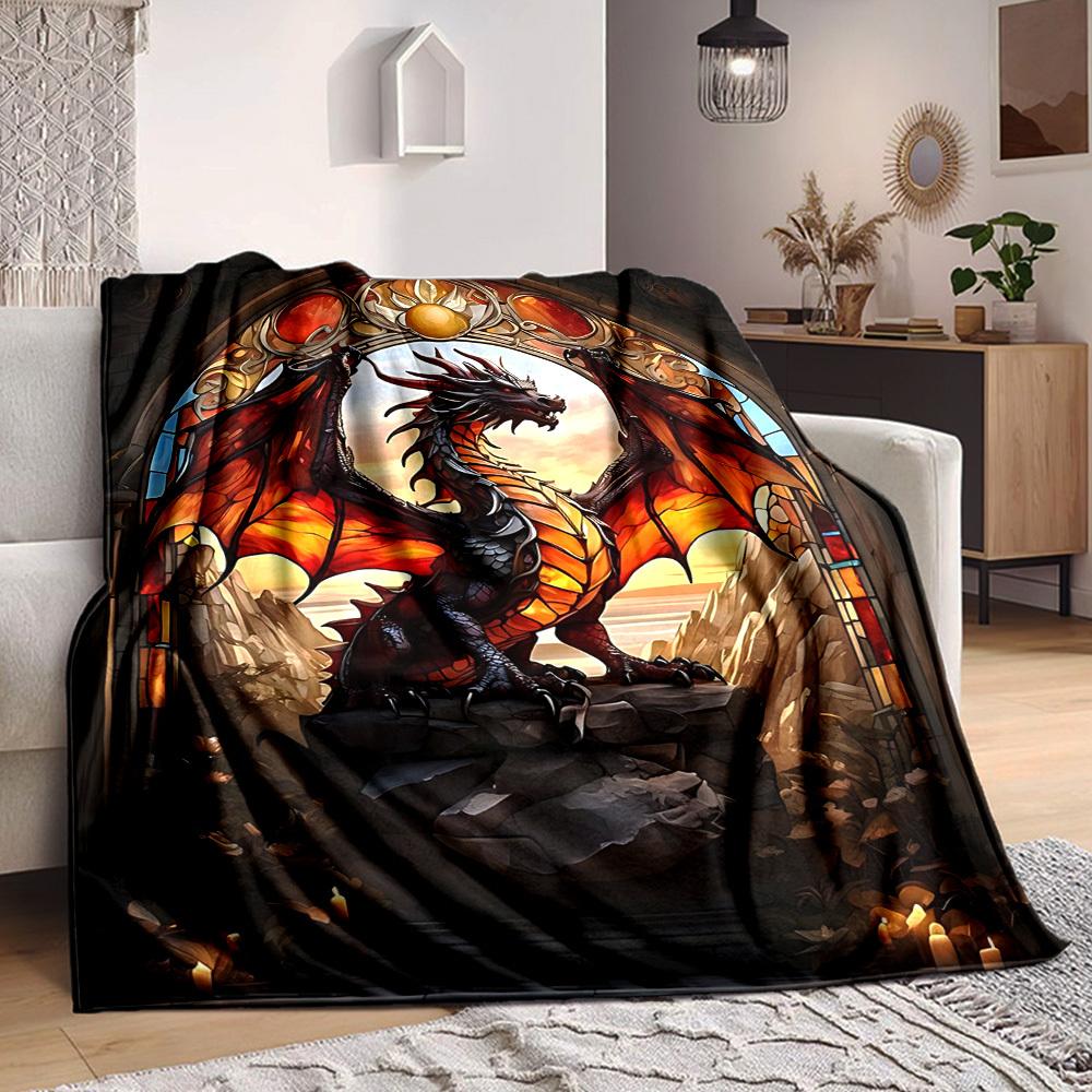 

1PC Dragon Fantasy Art Blanket - Soft Warm All-Season Throw for Sofa, Bed, Car, Office, Throw For Sofa yy250916090 75x90cm