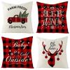 Christmas Red Plaid Pillowcase Home Christmas Antler Car Pillow Cushion Cover