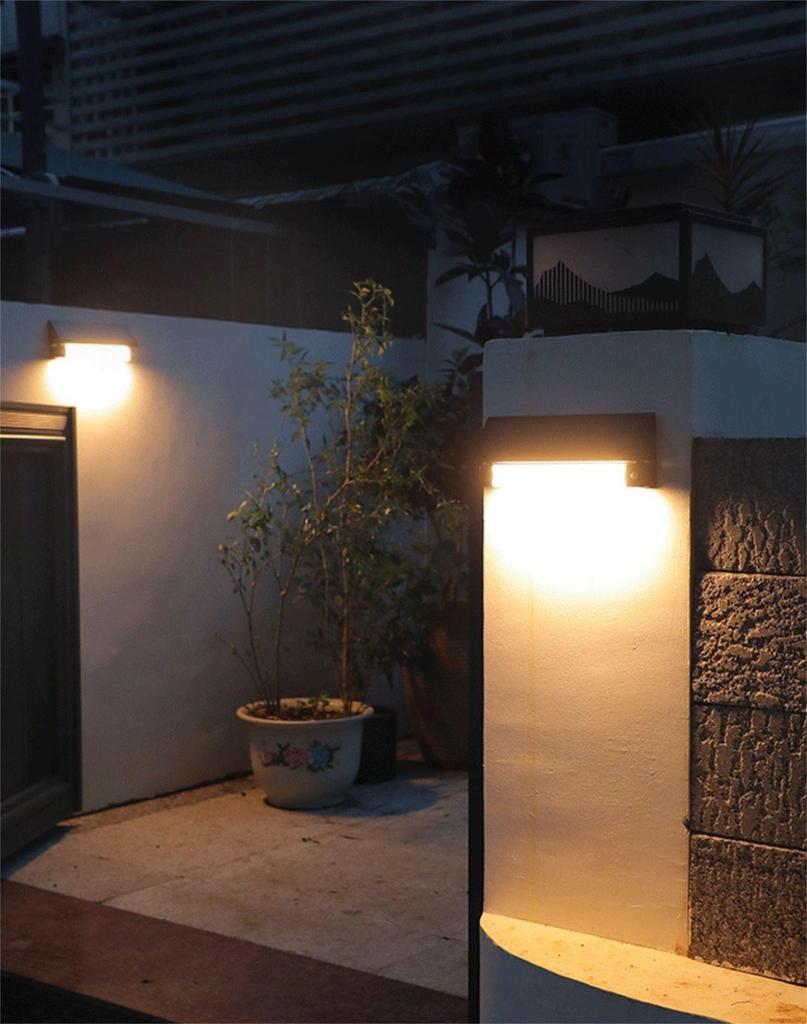 Modern Solar PIR Security Lights Outdoor Garden Wall Lamp With Motion Sensor, IP65 Waterproof