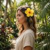 Bangs Clip Hibiscus Flower Hairpin Cloth Bohemian Style Hair Clip  Summer
