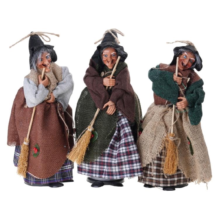 Witch Figurines Ornament with Sound Handmade Witch Decoration With Glowing LED Eye for Horror Themed Event Supplies